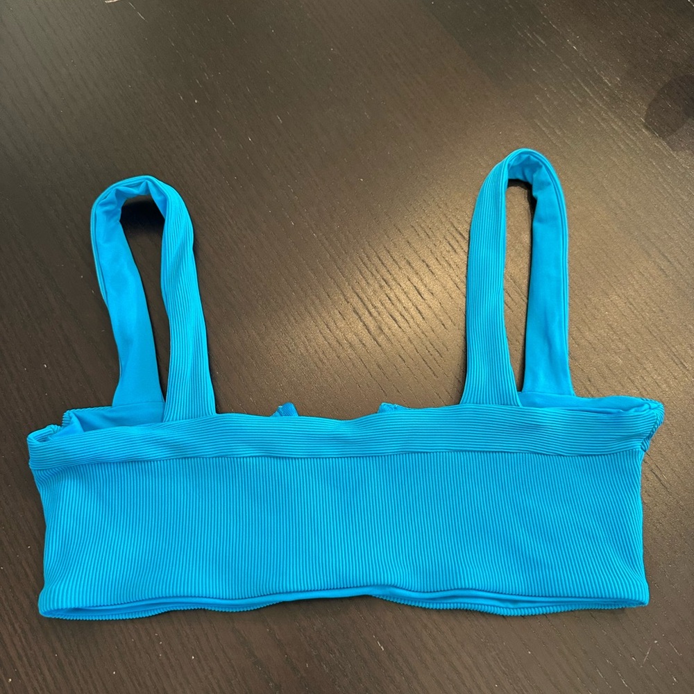 L*Space Bright Blue Ribbed Bralette - Picture 2 of 2